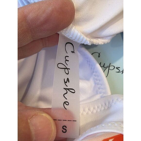 CUPSHE Women's White/Floral Pattern Open Back Swimsuit Small - Picture 4 of 5